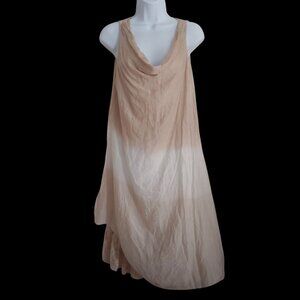 Tempo Paris Viscose/Silk Asymmetrical Italy Old Money Pale Tan Dress Lace XL